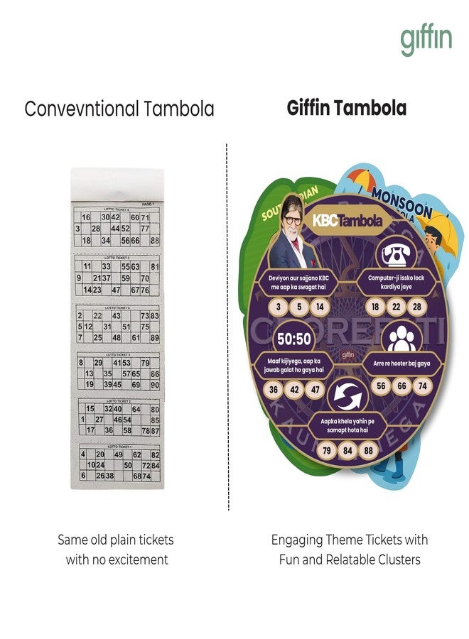 Giffin KBC Tambola Tickets with Sketch Pens | Kaun Banega Crorepati Themed Party Housie Game | Perfect for Kitty Parties, Family Gatherings & Festive Events (Pack of 24 Tickets, Classic Edition) - Image 5